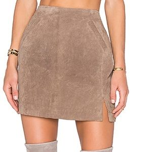 Blank NYC leather taupe suede mini slit skirt 26